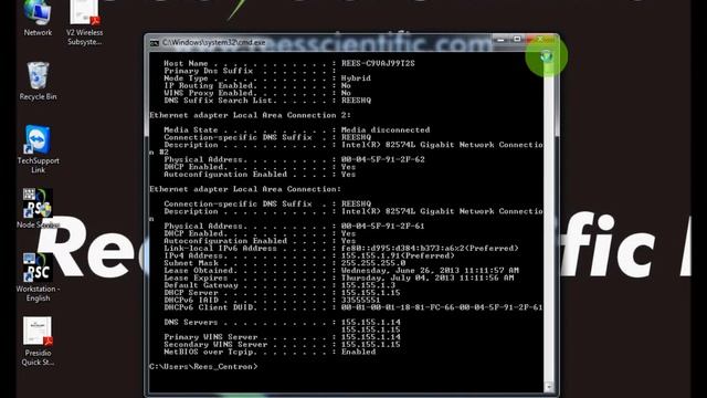 Viewing Network Config Values IP address MAC address etc.