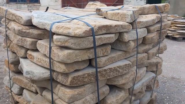 Тигровый форматный плитняк галтованный 5-6см для укладки пошаговых дорожек. смотреть онлайн