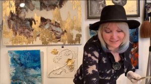 Объемная картина из декоративной штукатурки / Пейзаж с кувшинками