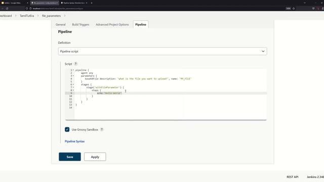 Jenkins in Tamil-40-How to add file parameter in jenkins pipeline in Tamil with subtitles смотреть онлайн