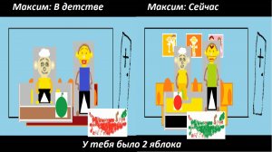 Анимация "У тебя было 2 яблока" (Максим в детстве и сейчас)