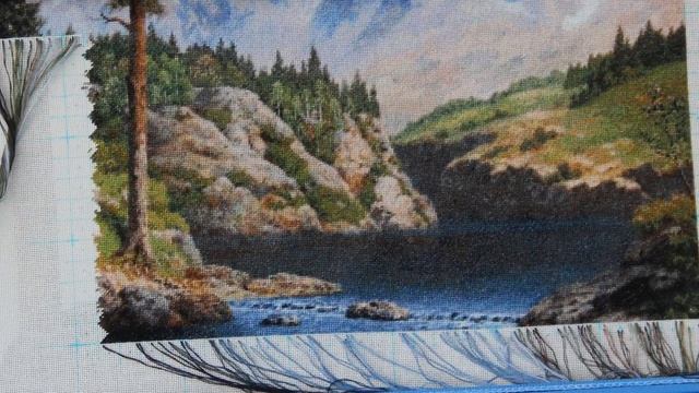 Любуемся процессом вышивки ЭстЭ  123 Сосна над горной рекой смотреть онлайн