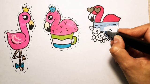 Как нарисовать ФЛАМИНГО/МИЛЫЕ РИСУНКИ легко /рисунок фламинго /прикольные рисунки