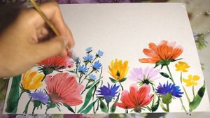 Как нарисовать цветы и бабочек акварелью