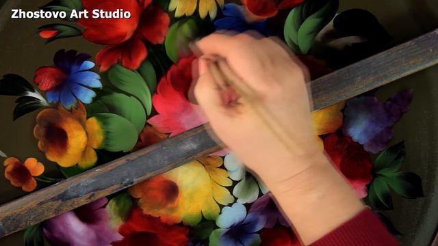 1 Как рисуют цветы на Жостовских подносах. Художник Лариса Гончарова смотреть онлайн