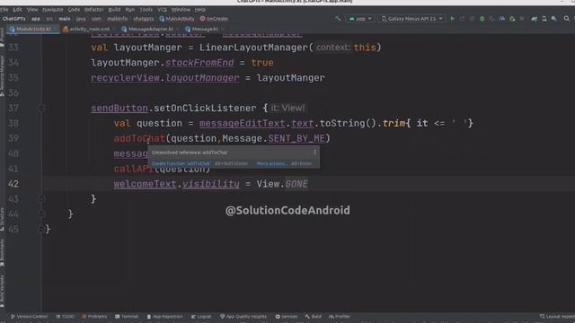 create your own chatGPT app in kotlin android studio #solutioncodeandroid /how to build own chatGPT