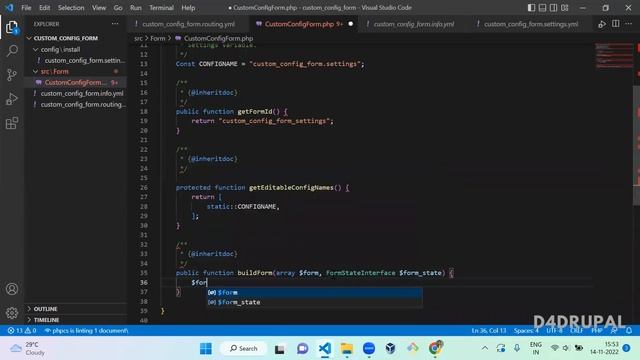 Custom configuration form creation Drupal 9 | D4Drupal смотреть онлайн