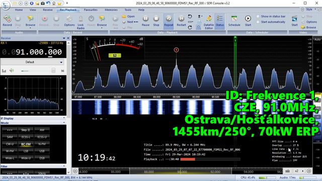 29.03.2024 10:19UTC, [Ms], Frekvence 1, Чехия, 91.0МГц, 1455км