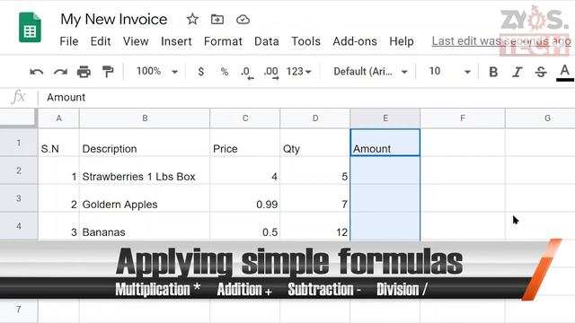 Google Sheets Tutorial for Beginners | Basic Invoice in Google Sheets