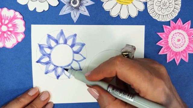 Как нарисовать фантазийные цветы маркером и брашпеном.
