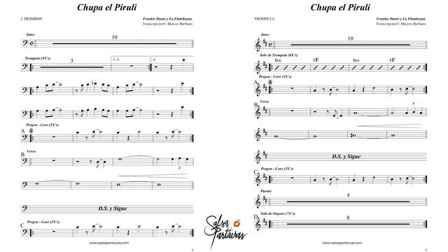 CHUPA EL PIRULI (FRANKIE DANTE Y LA FLAMBOYAN) Sheet Music for Orchestra (SALSA PARTITURAS) смотреть онлайн