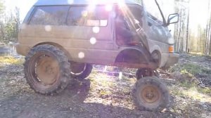 Nissan Vanette + трактор т16. Russian moster truck for hunting. Tractor + Nissan Vanette