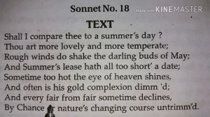 TO HIS LOVE ...SONNET NO 18  BY WILLIAM SHAKESPEARE