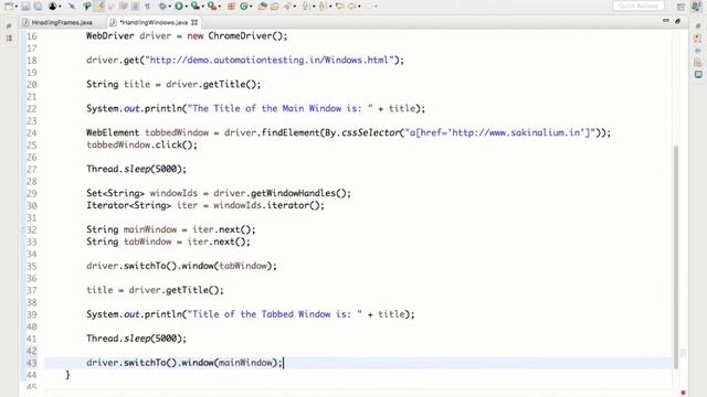 Selenium Tutorial 7- Handling Multiple Windows in Selenium Webdriver | Close and Quit Window Method