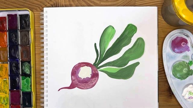 Как нарисовать редиску карандашом и гуашью для детей | Рисунок поэтапно для срисовки смотреть онлайн