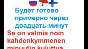 Будет готово примерно через двадцать минут. Фразы на финском языке. Финский язык