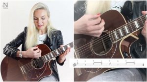 1. Гитарный Бой четверка 4-ка Разбор на гитаре Гитара с нуля Надия Косинская