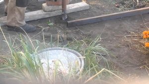 Установка свай под теплицу.