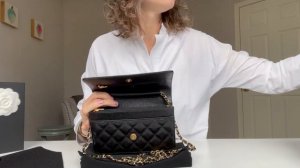 CHANEL Wallet on Chain (WOC) 2021 in black caviar with gold hardware, review of the new improvement