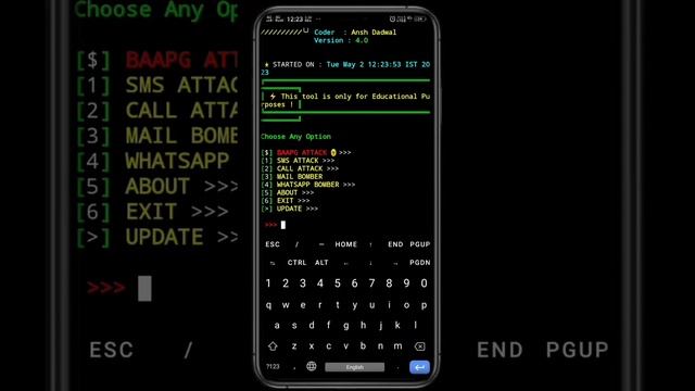 termux all bomber unlimited call+sms