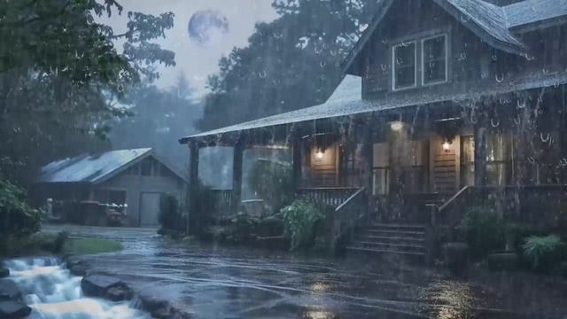 Sonido de Lluvia para un Sueño Profundo y Relajación - Lluvia Intensa y Truenos en Techo en Bosque
