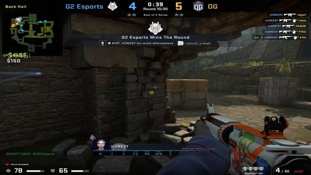 CS:GO POV G2 m0NESY (30/9) vs OG (de_ancient) @ BLAST Premier Fall Groups 2023