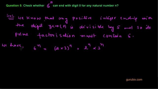 Ex 1.2: Q.5 : Check whether 6 raise to n can end with the... Ch 1 | Class Xth Math for CBSE student смотреть онлайн