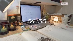 【study with me】25/5 pomodoro 1hour calm piano 🎹 + fireplace🔥 | study music | おすすめ
