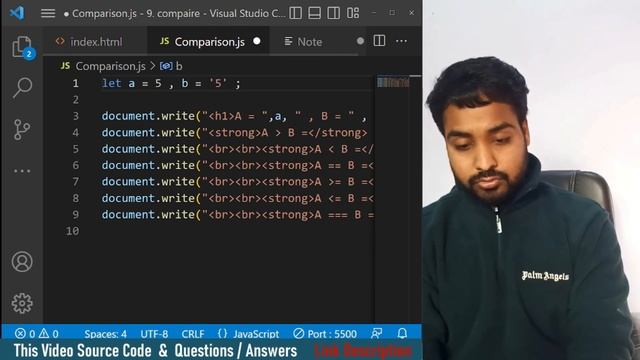 Comparison Operators In Javascript | Javascript Tutorial In Hindi #9