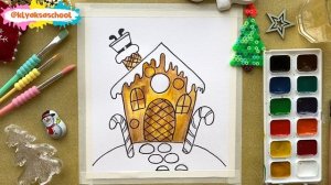 Рисунок пряничный дом // рисунки на новогоднюю тему