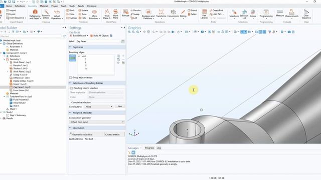 Построение модели эжектора в COMSOL Multiphysics 6.2