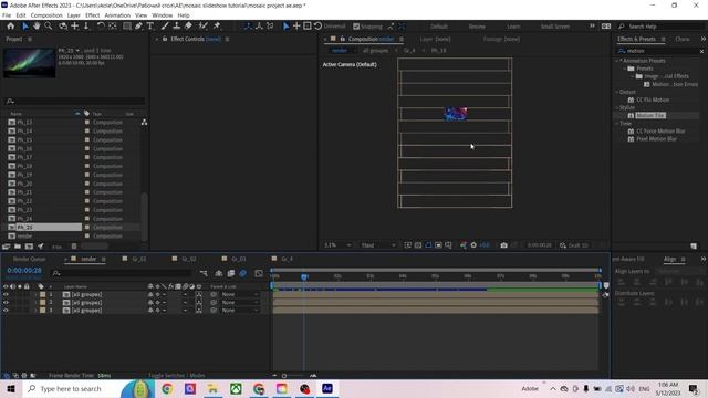 “After Effects Tutorial” Mosaic Slideshow Animation (Анимация Слайдшоу Мозайки)