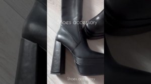 Высокие ботфорты женские кожаные на каблуке весна /осень