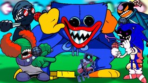 Хагги Вагги vs Friday Night Funkin НО ПОЮТ ВСЕ Зарди, Трикки, Боб, SONIC.EXE, Уитти, Hex