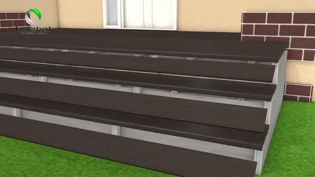 Ступени из ДПК Holzhof с рисунком под дерево Кольца дерева смотреть онлайн