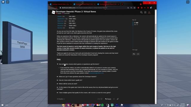 Roblox Developer Awards & Crown of O's?