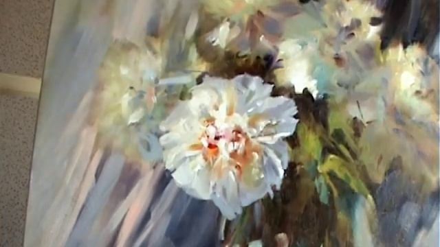 Картина маслом. Пионы с вишней. смотреть онлайн