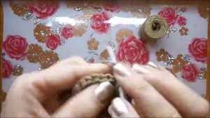 Как связать мочалку крючком  из джутового шпагата для ног.How to tie a loofah!