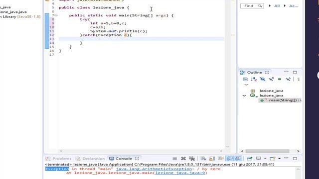 Gestione degli Exception ~ Lezione 9 Java смотреть онлайн