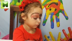 Делаем Рисунок на лице,макияж Аквагрим для детей Божья коровка.make-up for children akvagrim