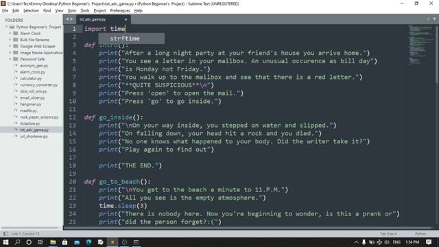 Python for beginners - Text Based Adventure Game with Python - Python Beginner's Project