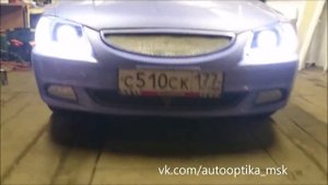 Установка квадратных билинз с АГ и гибкого ДХО с функцией поворотника на Hyundai Accent