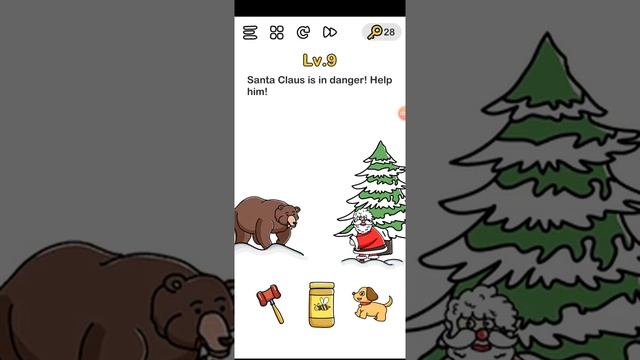 Brain out Finding santa level 9 Santa Claus is in danger! Help him! Walkthrough