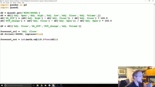 Regression Features and Labels - Practical Machine Learning Tutorial with Python p.3