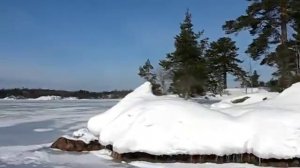 На велосипеде по льду Ладожских шхер.март 2016