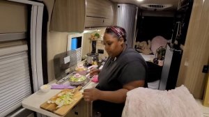 Easy Way to Cook Smoked Turkey Necks in a VAN! Cornbread and Cabbage | Soul Food Cooking | Van Life