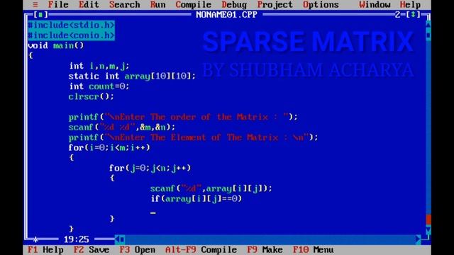 sparse matrix in data structure || Shubham Acharya