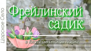 Фрейлинский садик в Екатерининском парке Пушкина. Камеронова галерея, сирень, пионы, тюльпаны.