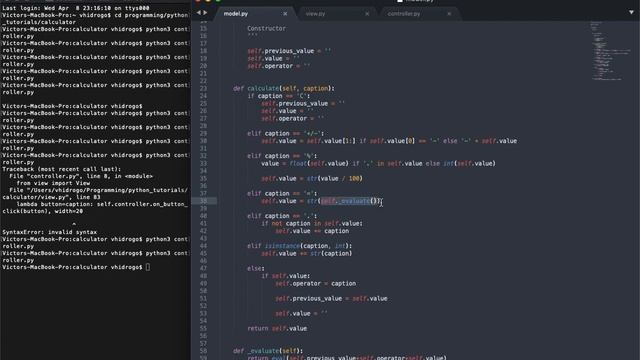 Python Tutorial: GUI Calculator with Model View Controller #11 смотреть онлайн