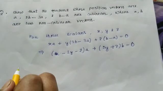 Collinear vector | show that a, 2b-3a, b-a are collinear, where a, b are two non-collinear vectors смотреть онлайн